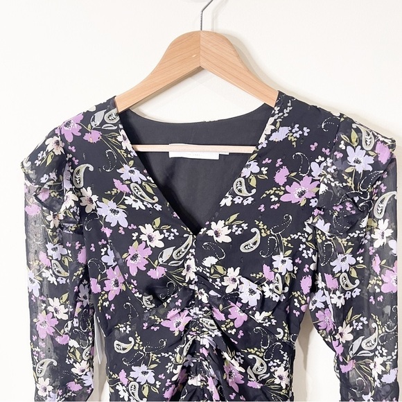 ASTR The Label Black Kimbra Floral Ruched Front Dress Size XS NWT - Picture 4 of 10
